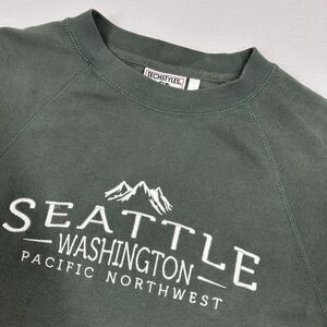 Tech Styles Seattle Pacific Northwest Y2K Style Crewneck Green Sweater - Size S